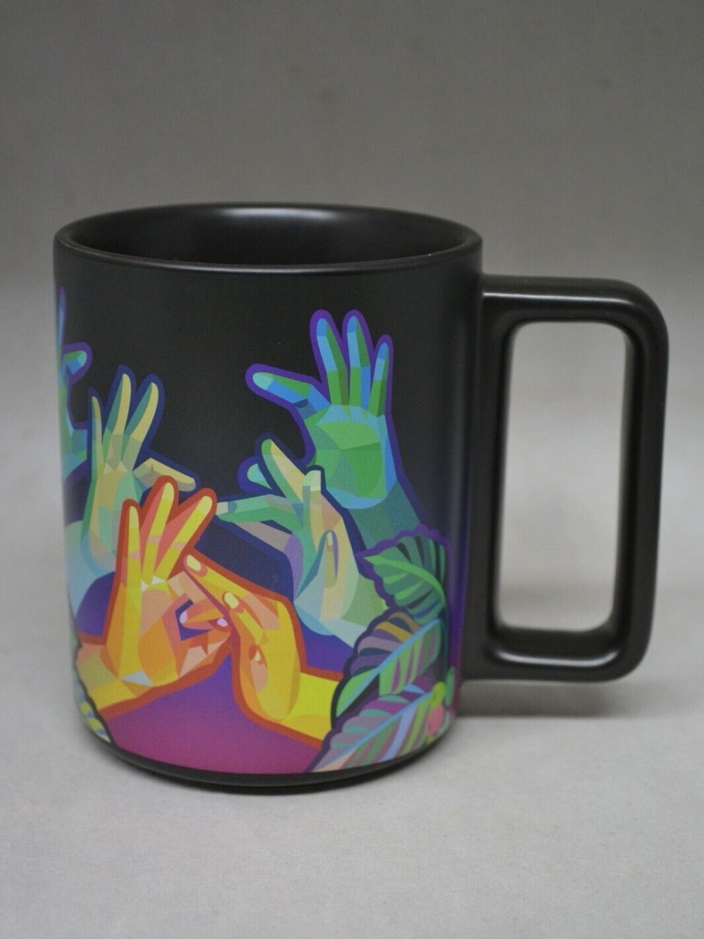 Starbucks ASL American Sign Language Hands Mug Yiqiao Wang Coffee Tea Black